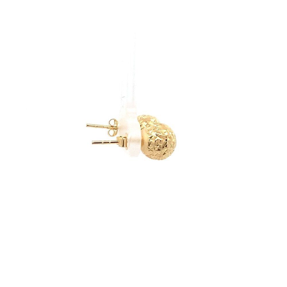18K Yellow Gold Earrings Stud Ball Textured 1.44 grams - Picture 9 of 13